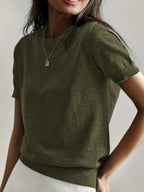 TALLY - Casual Short Sleeve Crew Neck Top