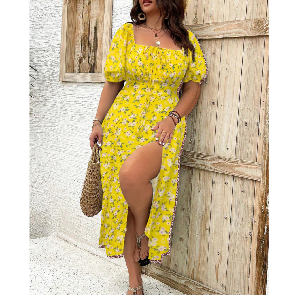 VEYA – Classy Plus Size Puff Sleeve Maxi Dress