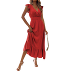 CATALINA – Elegant Shirred V Neck Maxi Dress