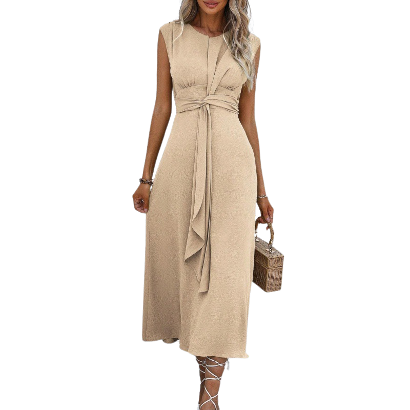 MIYA - Stylish Waist-Tie Long Sleeveless Dress