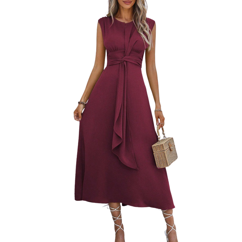 MIYA - Stylish Waist-Tie Long Sleeveless Dress