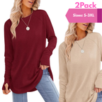 ZARITA - Cozy Long Sleeve Tunic Shirt with Thumb Hole