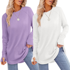 ZARITA - Cozy Long Sleeve Tunic Shirt with Thumb Hole