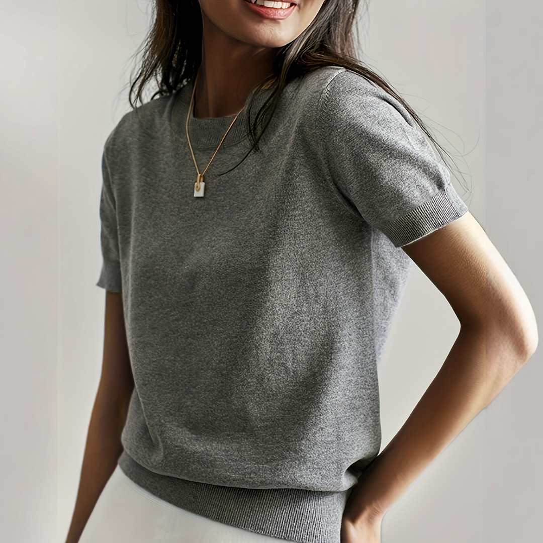 VIANCA - Casual Short Sleeve Crew Neck Top
