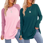 ZARITA - Cozy Long Sleeve Tunic Shirt with Thumb Hole