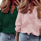 LORELEI - Timeless V-Neck Blouse with Ruffles for Casual Elegance