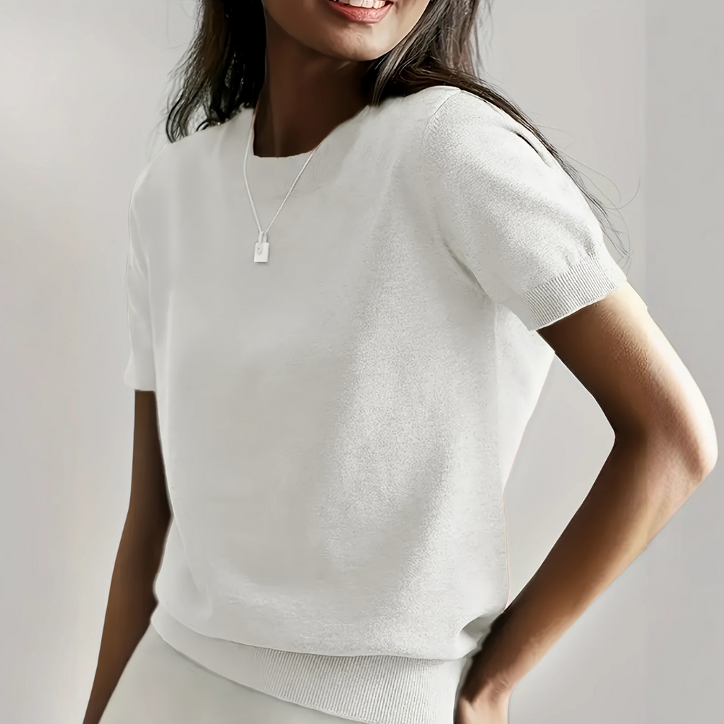 TALLY - Casual Short Sleeve Crew Neck Top