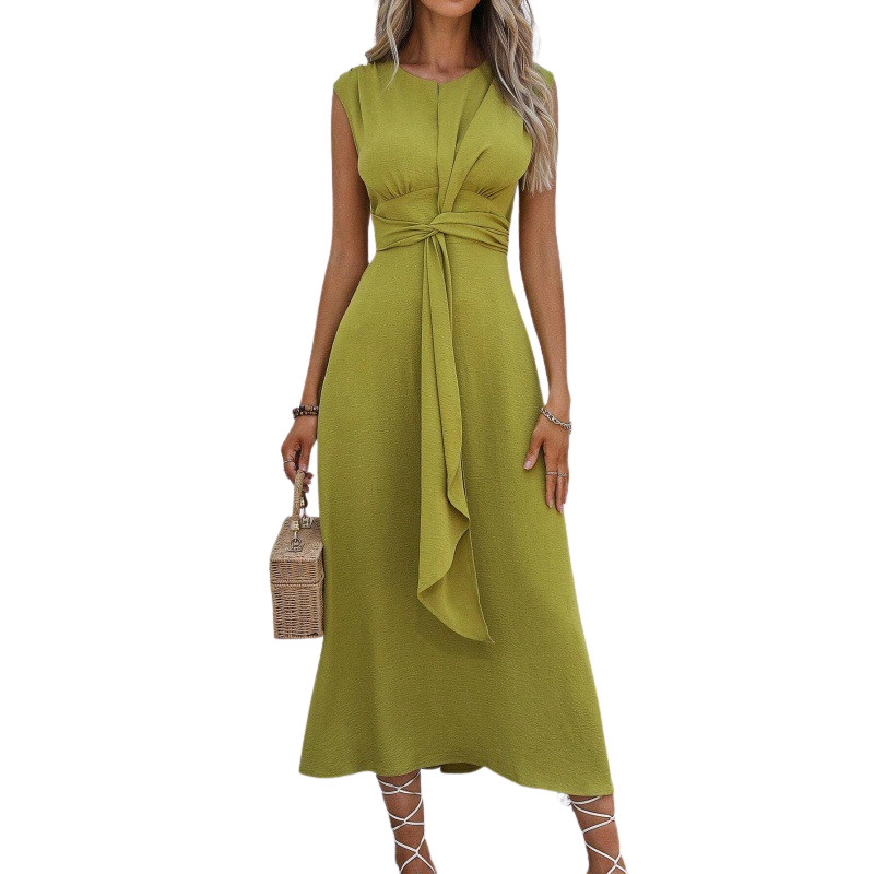 MIYA - Stylish Waist-Tie Long Sleeveless Dress