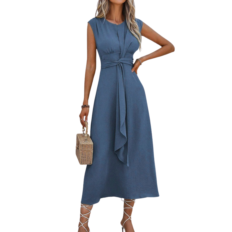MIYA - Stylish Waist-Tie Long Sleeveless Dress