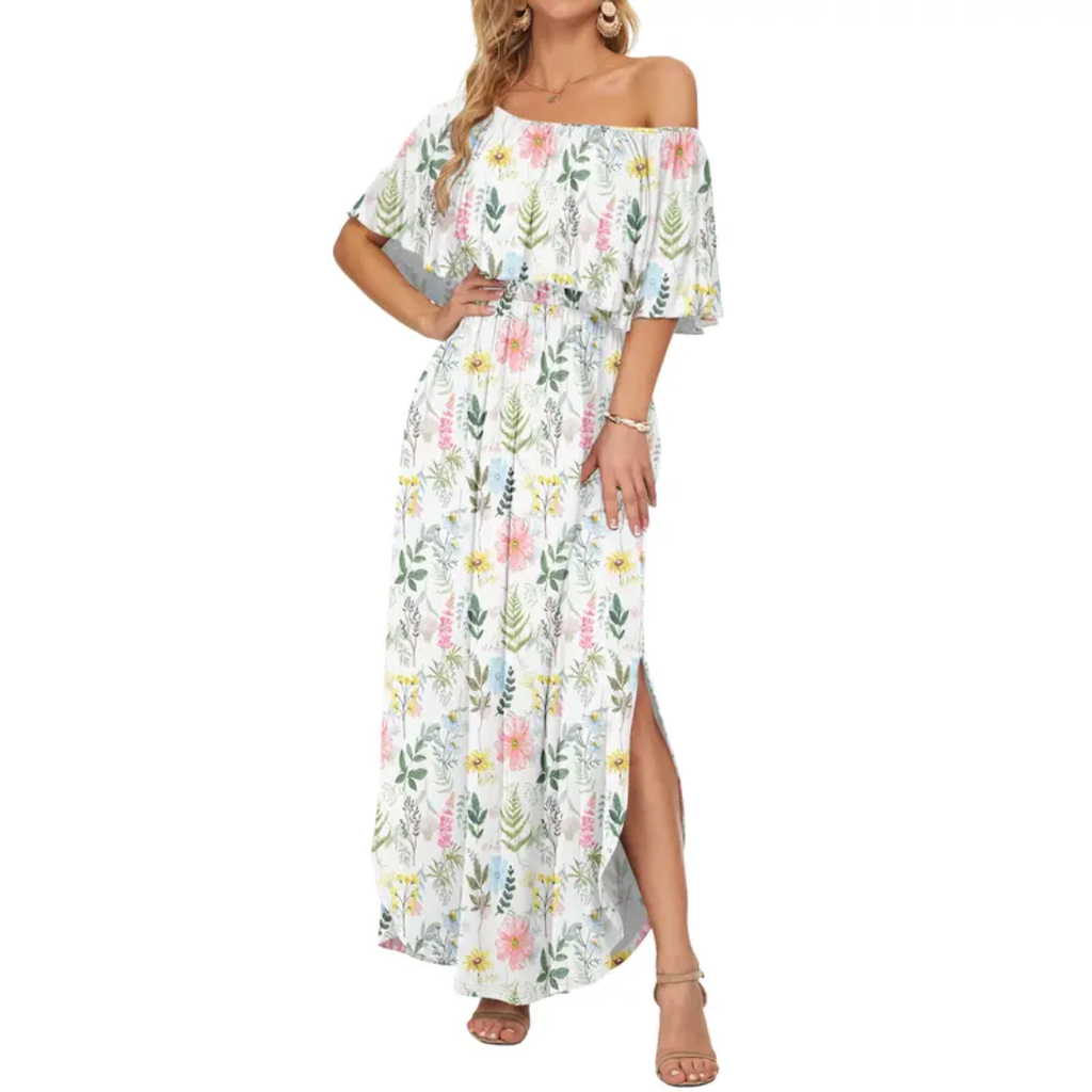 FLORENTINE – Floral Off-Shoulder Ruffle Maxi Dress