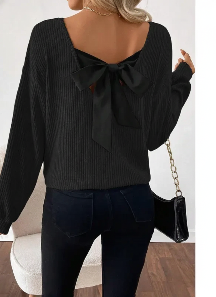TAYLOR - Women's Casual Loose Fit T-Shirt Back Bow Design
