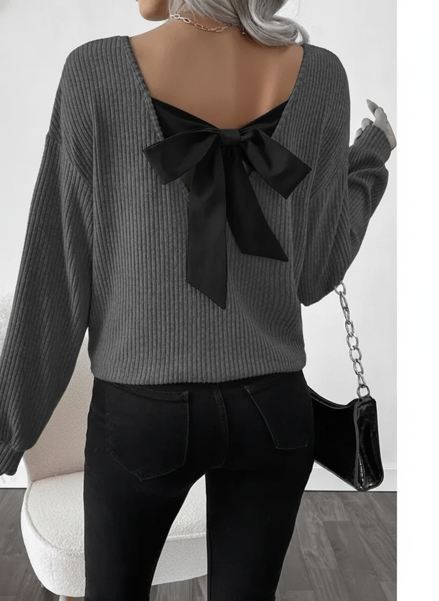 TAYLOR - Women's Casual Loose Fit T-Shirt Back Bow Design