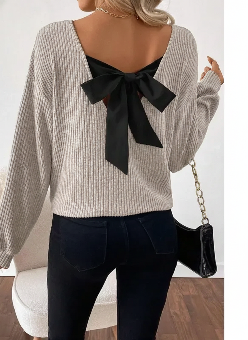 TAYLOR - Women's Casual Loose Fit T-Shirt Back Bow Design