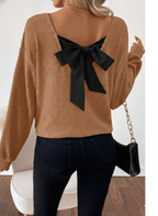 TAYLOR - Women's Casual Loose Fit T-Shirt Back Bow Design
