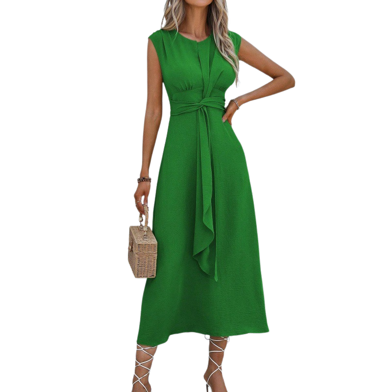 MIYA - Stylish Waist-Tie Long Sleeveless Dress