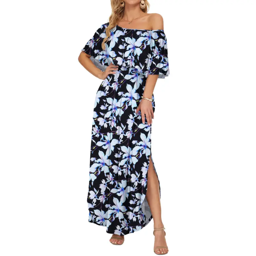 FLORENTINE – Floral Off-Shoulder Ruffle Maxi Dress