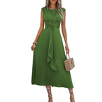 MIYA - Stylish Waist-Tie Long Sleeveless Dress
