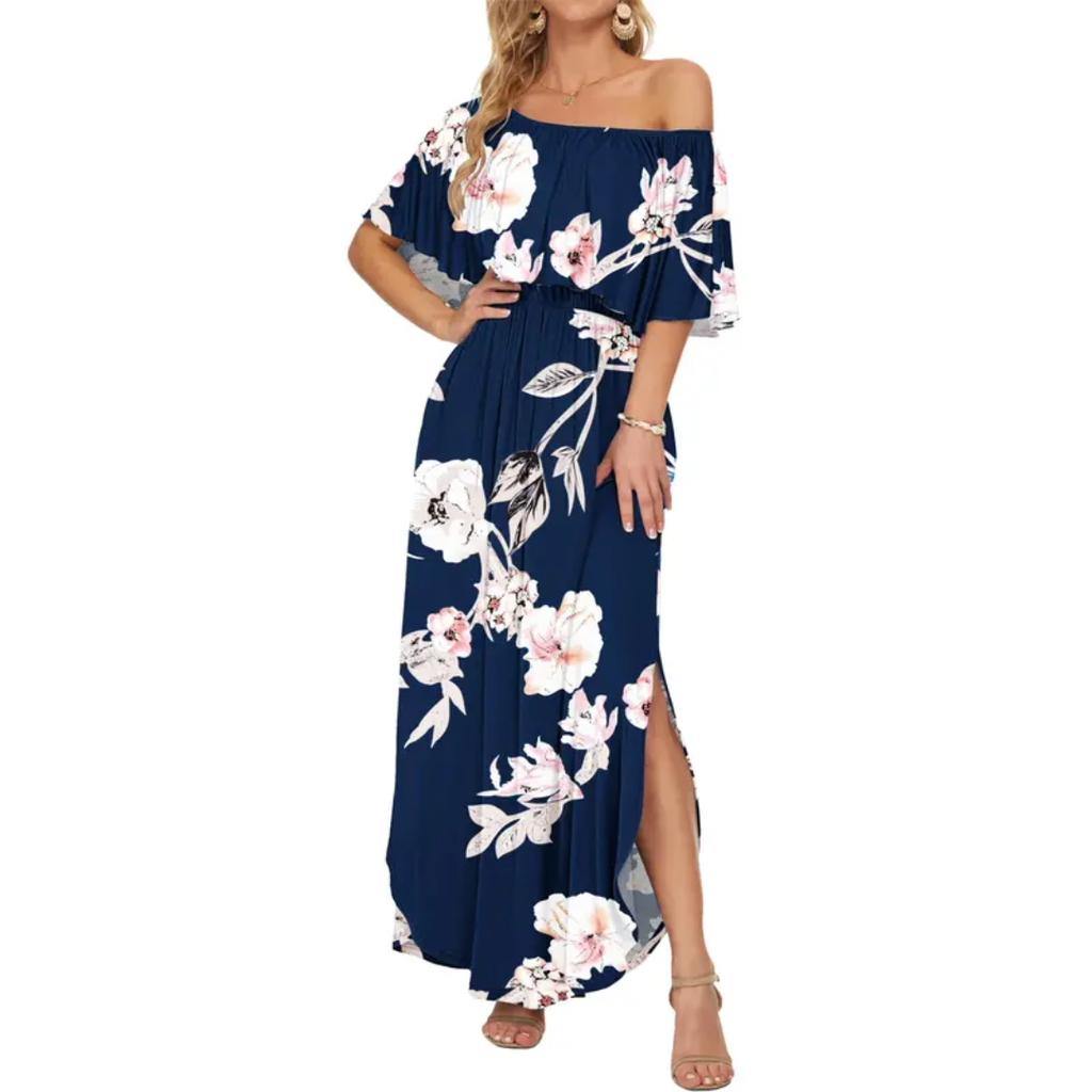 FLORENTINE – Floral Off-Shoulder Ruffle Maxi Dress