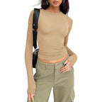 JIHYO - Casual Long Sleeve Round Neck Top