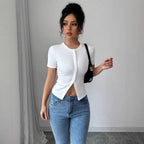 HATI - Relaxed Summer Short Sleeve Buttoned Top