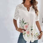 ANNELISE – Casual Lace Printed Blouse
