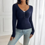 PALYA - Comfy V-Neck Long Sleeve Top