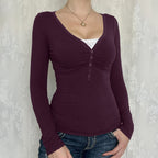 PALYA - Comfy V-Neck Long Sleeve Top
