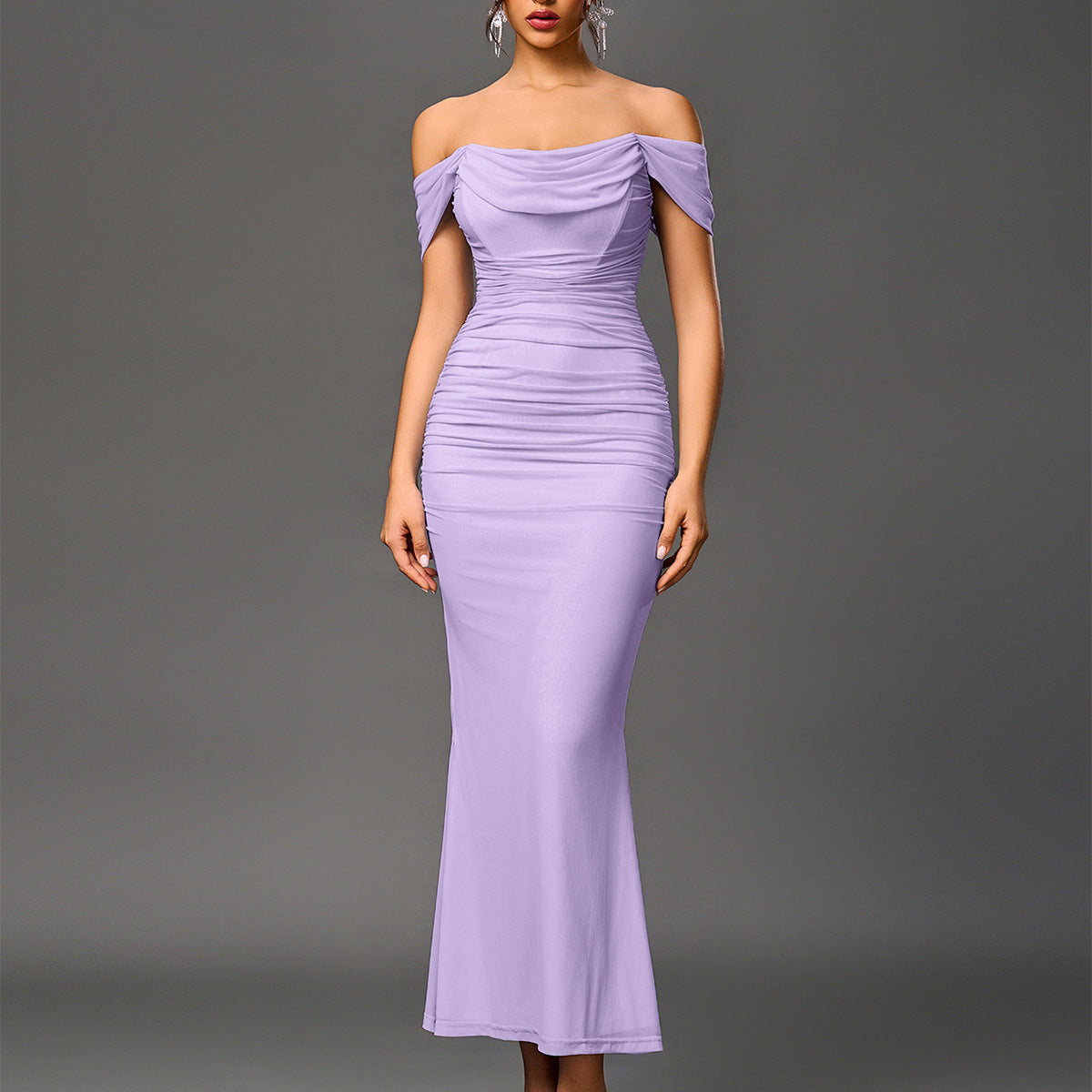 EUNOIA - Elegant Off Shoulder Backless Mermaid Dress