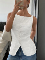 QUEENIE - Classy Button Front Sleeveless Outerwear Vest