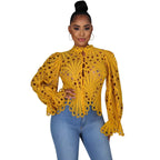ISALI - Chic Asymmetrical Flounce Sleeve Blouse