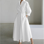 SOFER - Elegant Front Wrap Collared Maxi Dress