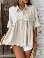 ELLASA - Casual Plus Size Ruffle Button-Front Blouse