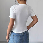HATI - Relaxed Summer Short Sleeve Buttoned Top
