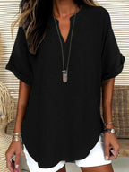 GENNEVA – Casual Plain Short Sleeve Blouse