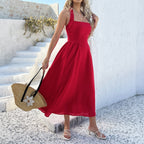 MYRNA - Vintage Summer Sleeveless Halter Neck A Line Maxi Dress