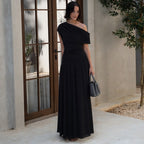 ROSETTA - Elegant One Shoulder Evening Maxi Dress