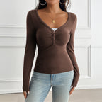 PALYA - Comfy V-Neck Long Sleeve Top