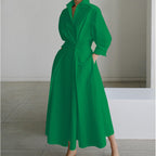 SOFER - Elegant Front Wrap Collared Maxi Dress