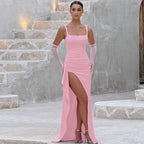 MARILYN - Elegant Formal Slip Maxi Dress with Open Back