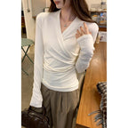 NICA - Simple Surplice Long Sleeve Top Medium Length