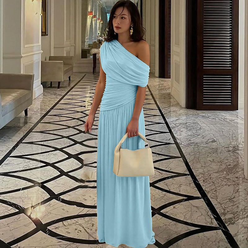 ROSETTA - Elegant One Shoulder Evening Maxi Dress