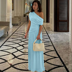 ROSETTA - Elegant One Shoulder Evening Maxi Dress