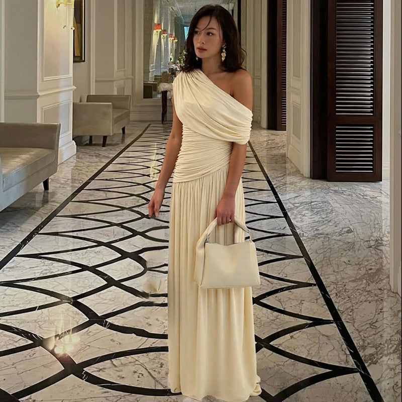 ROSETTA - Elegant One Shoulder Evening Maxi Dress