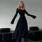 TILA - Elegant Tie Back Flounce Sleeve Dress