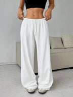 QOVELA - Casual Adjustable String Wide Leg Pants