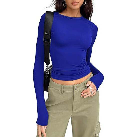 JIHYO - Casual Long Sleeve Round Neck Top