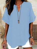 GENNEVA – Casual Plain Short Sleeve Blouse