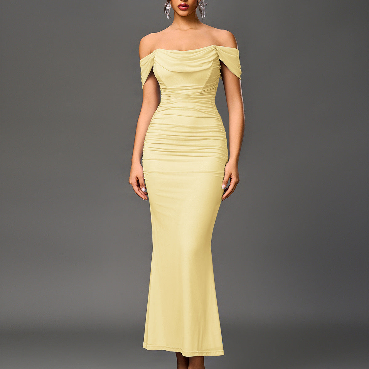 EUNOIA - Elegant Off Shoulder Backless Mermaid Dress