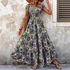 SARKI - Chic Summer V-Neck Shirred Boho Dress