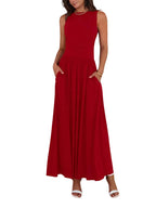 EMMIE- Chic Sleeveless Ruched High-Waisted Maxi Dress
